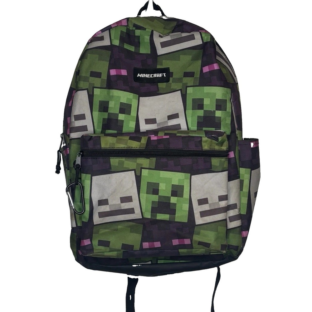 Minecraft Creeper Backpack 19" Schoolbag With Black & Green Design